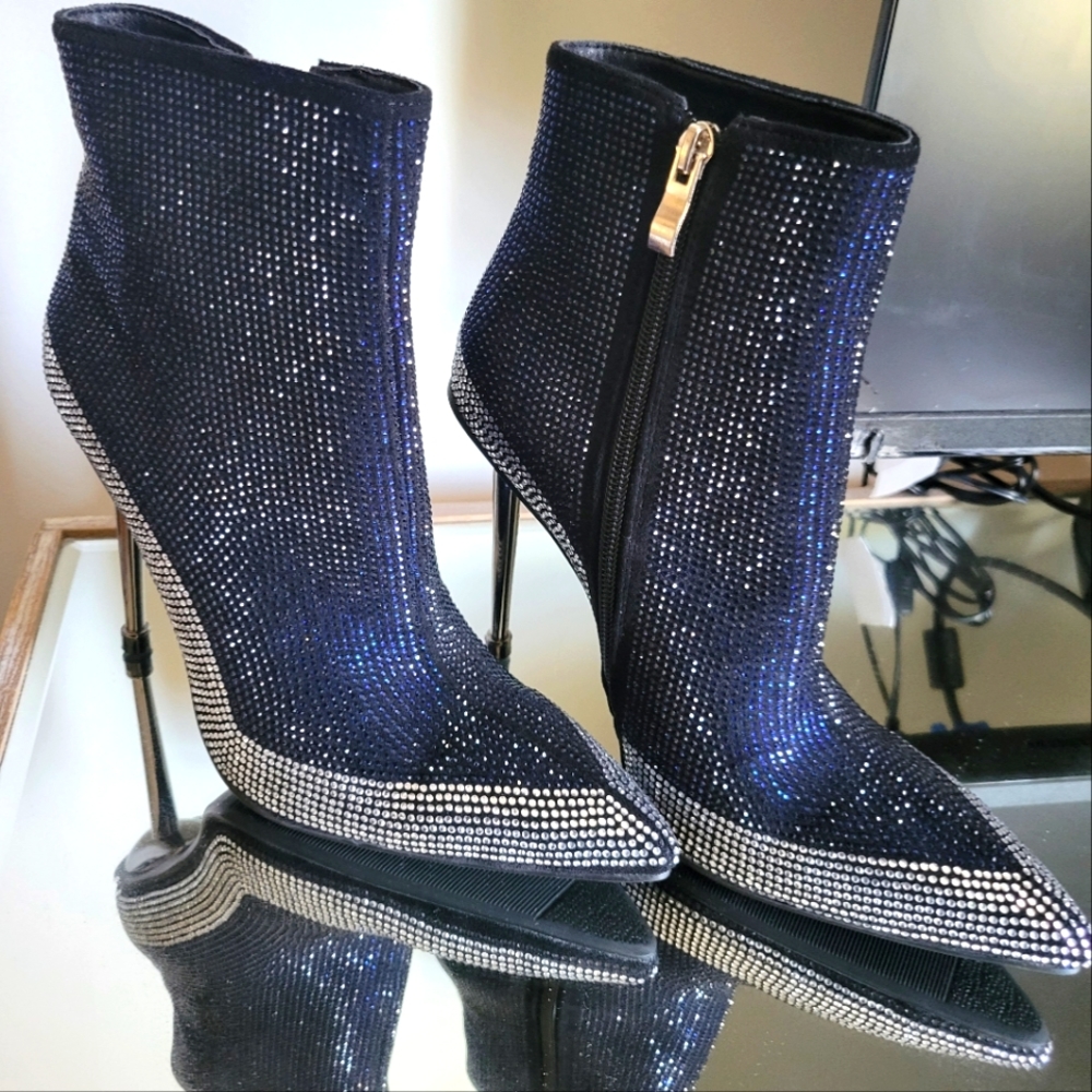 Women's Blue sparkling shoe booties NEW NEVER WORN
